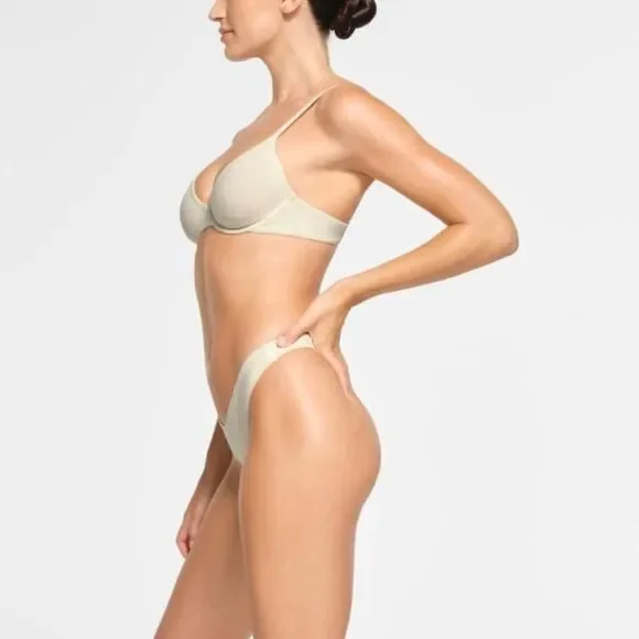 NWT SKIMS Cotton Jersey T Shirt Bra In Bone White - Picture 2 of 8